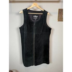 Women's‎ Wilsons Maxima Black Leather Suede Zip Front Sleeveless Dress Size XL